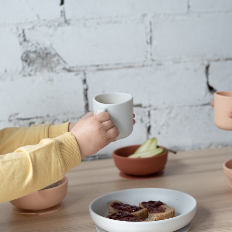 set van 2 silicone bekers met handvaten - cloud/storm