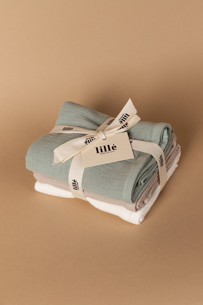 3-pack tetradoeken - sage, cream, beige