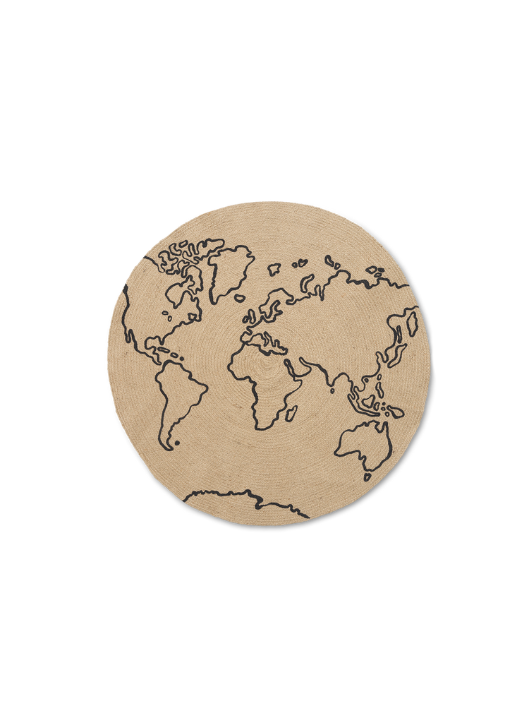 tapijtje in jute met wereldkaart