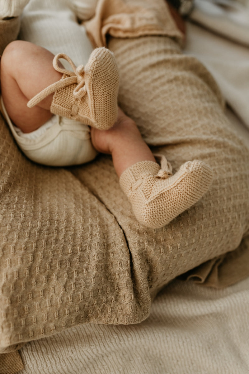 booties - apricot - 0-9M