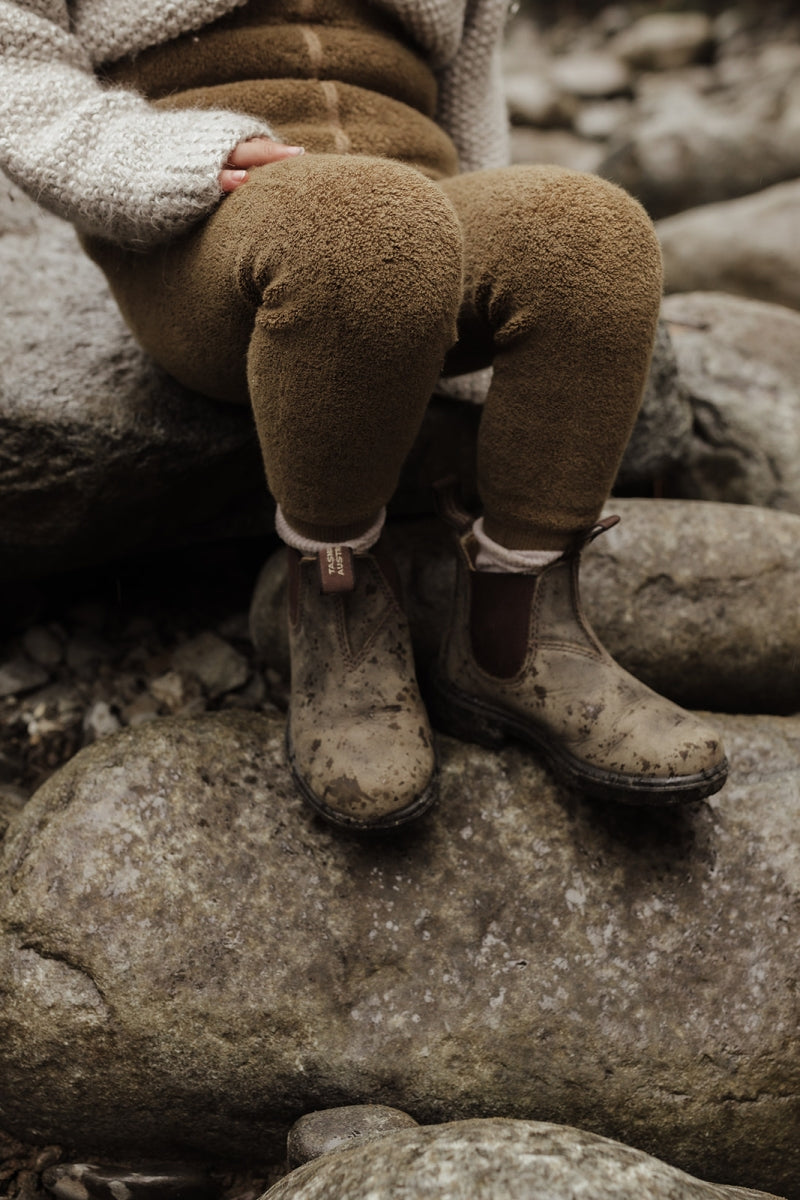 footless teddy cotton tights - acorn brown