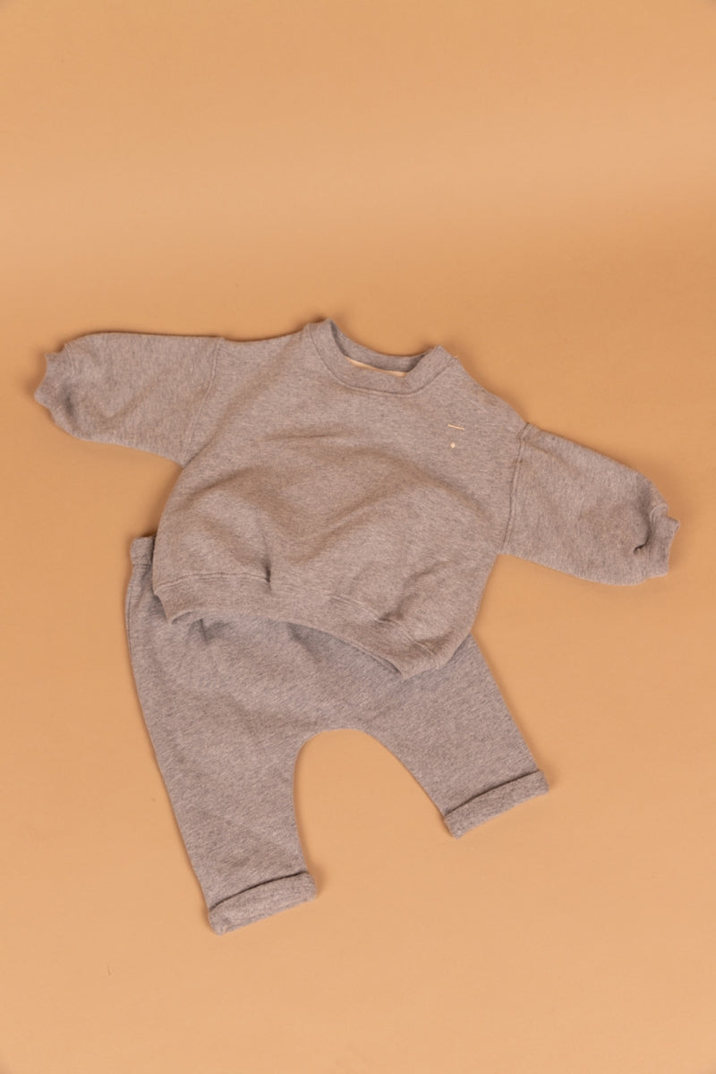 baby dropped shoulder sweater - grey melange