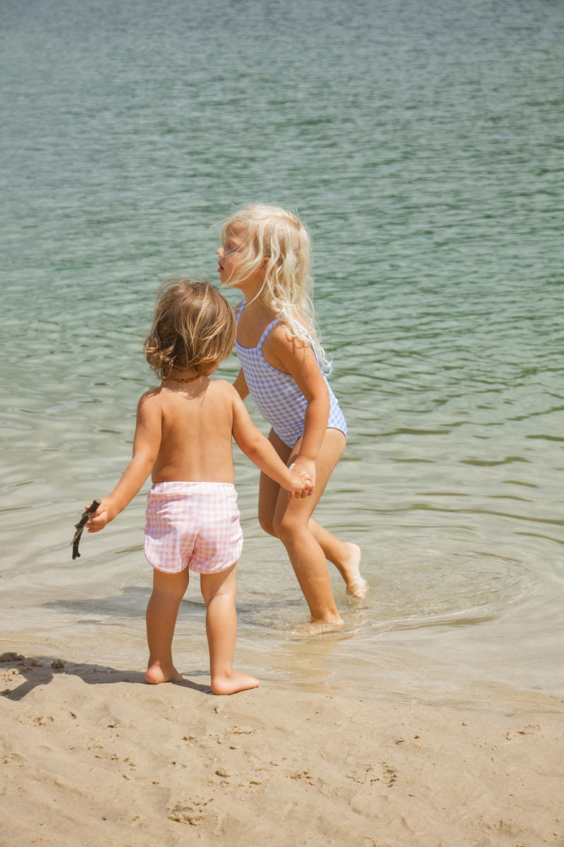mesa swim trunks - apricot gingham
