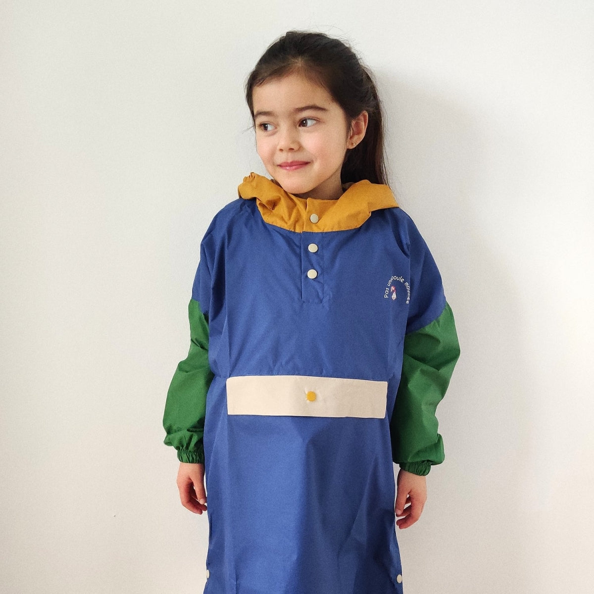 rain poncho - colorblock - ash blue