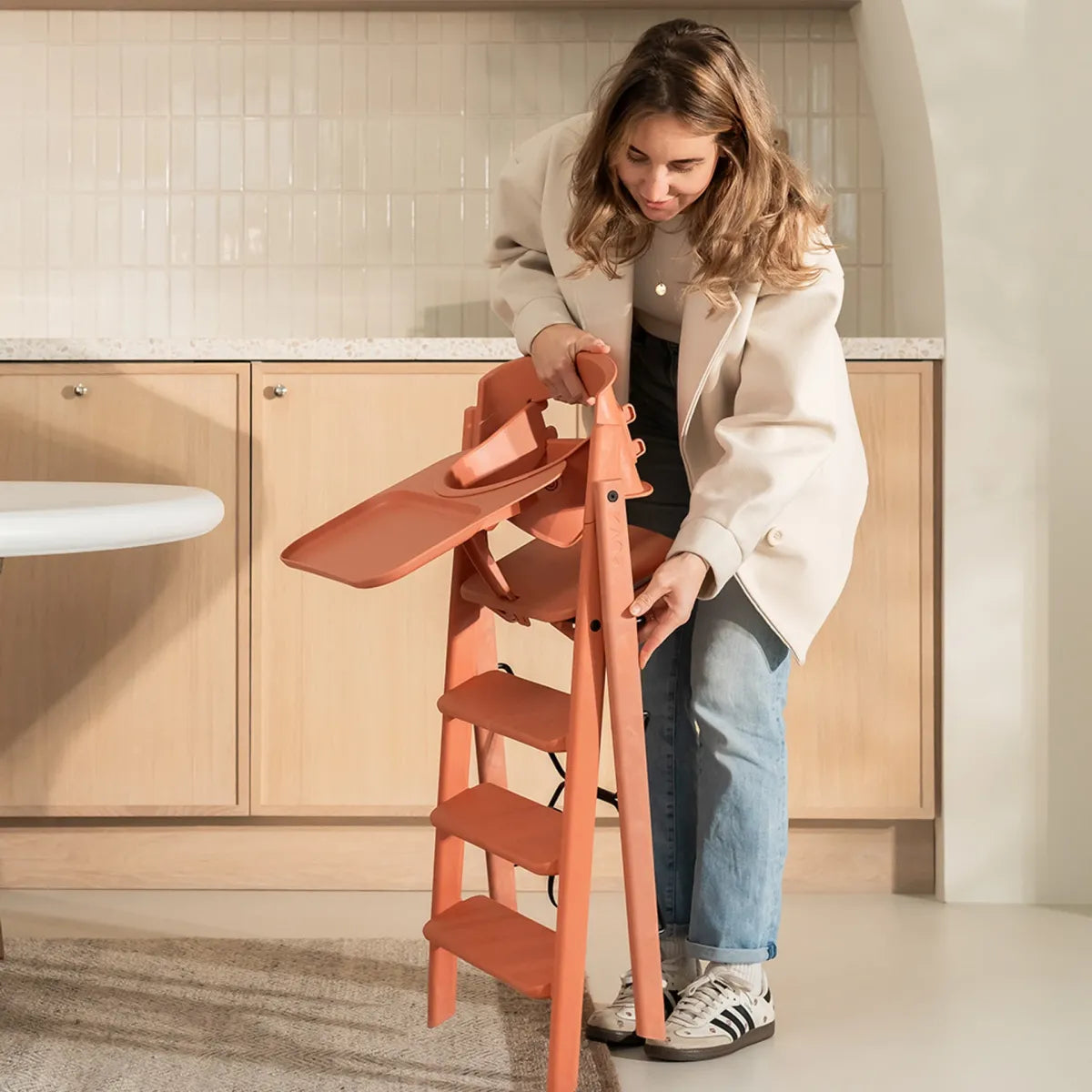 klapp eetstoel - recycled plastic - terracotta pink