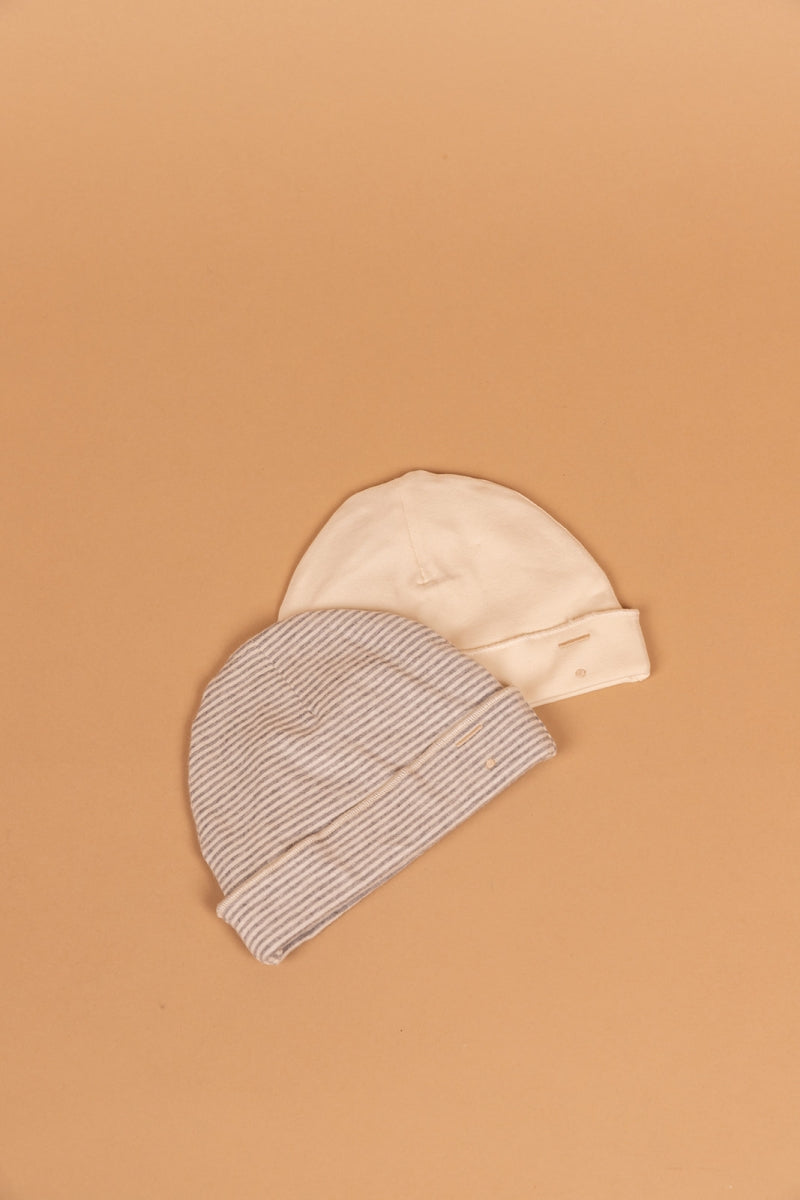 newborn beanie grey melange - cream