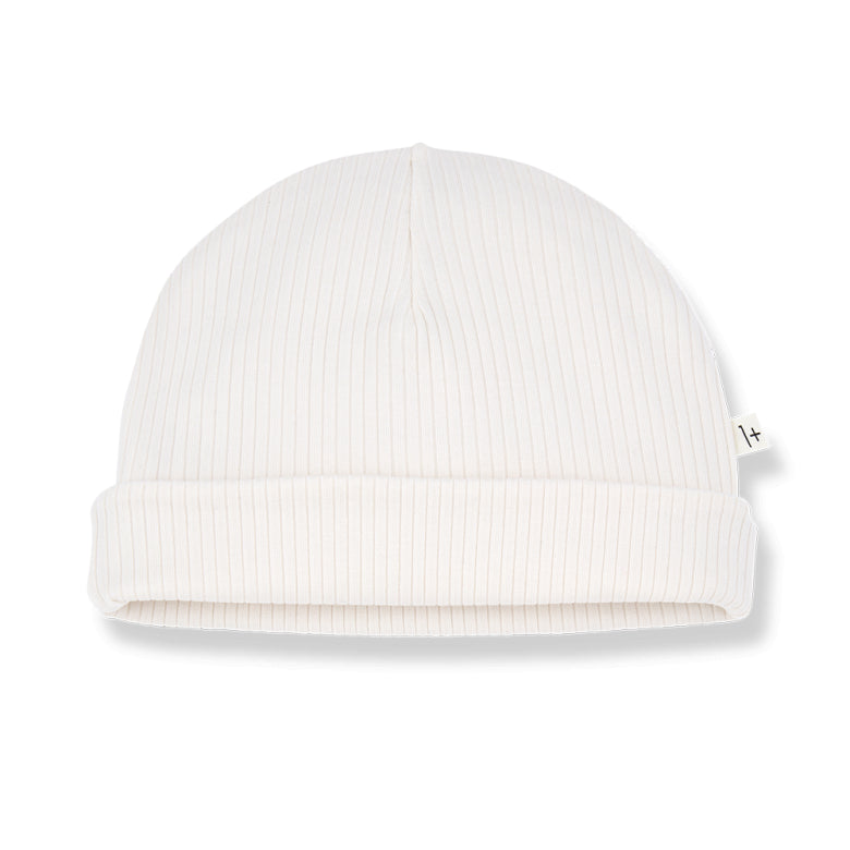 newborn beanie kai - rib ecru