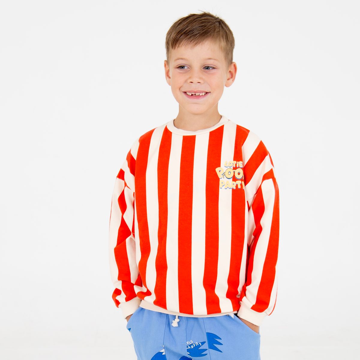 sweatshirt - lotie pool party - red & off white