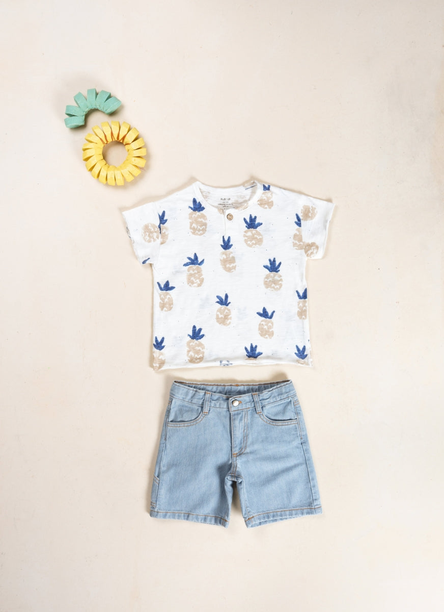 printed jersey t-shirt - kids - ananas