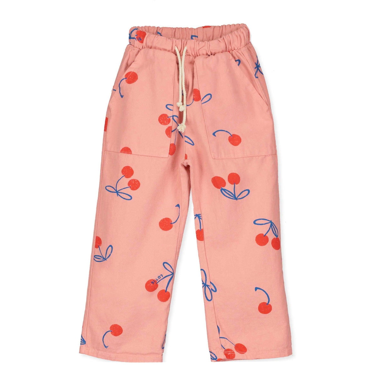 wide fit twill pants - cherries - clay pink