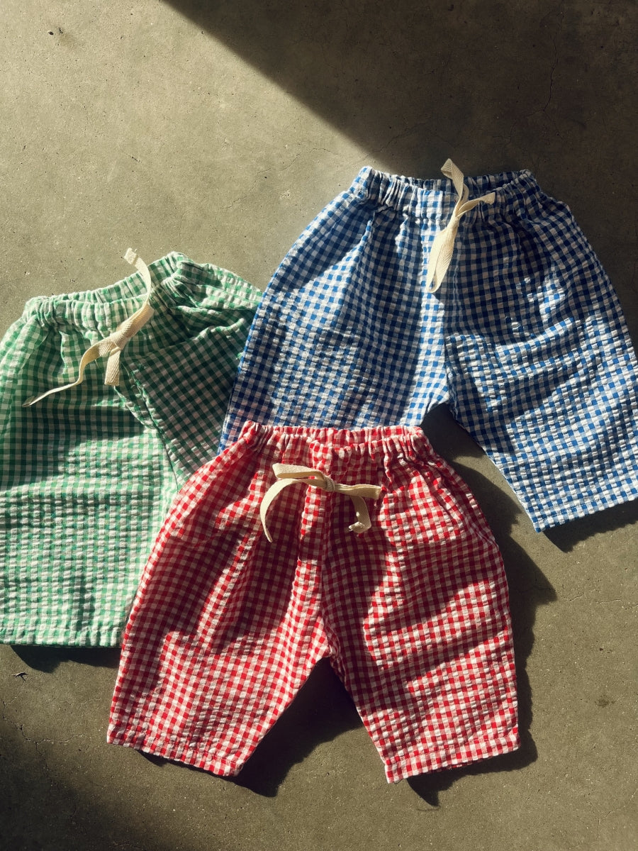 vichy pants - red