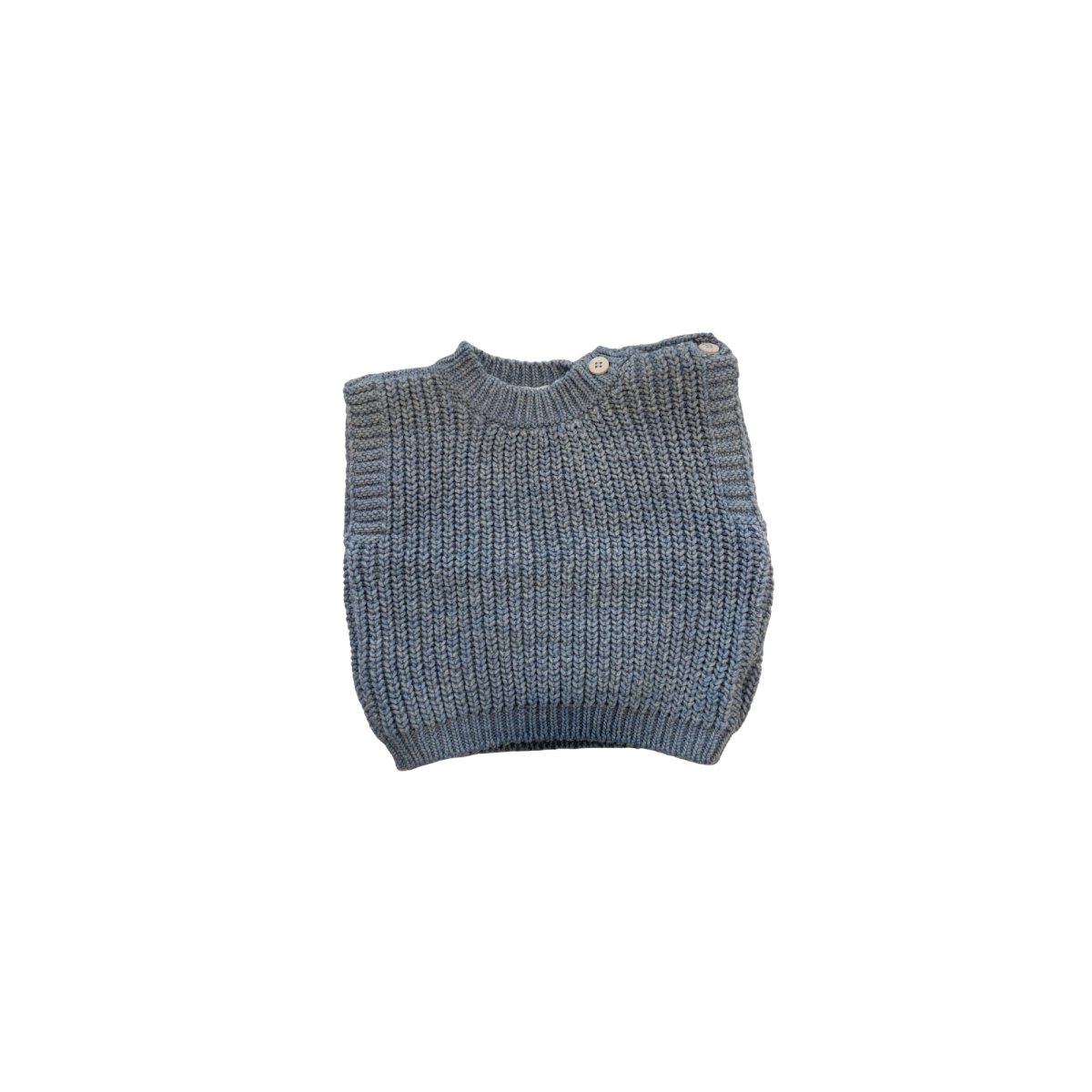 knitted cotton vest - melange blue