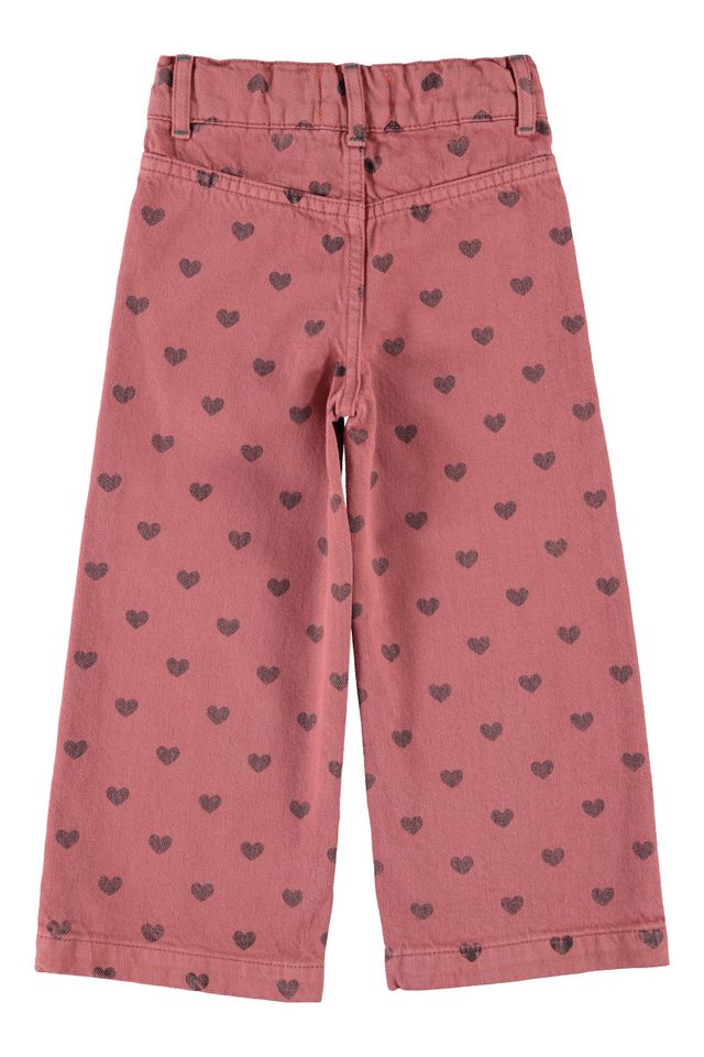 flare jeans trousers - pink with black hearts