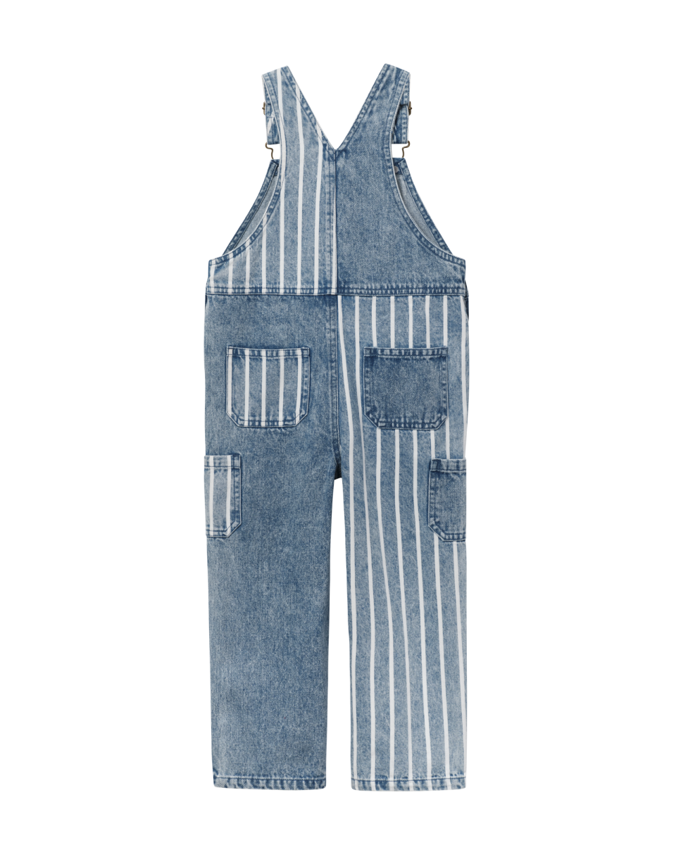 austin stripe denim panel overalls