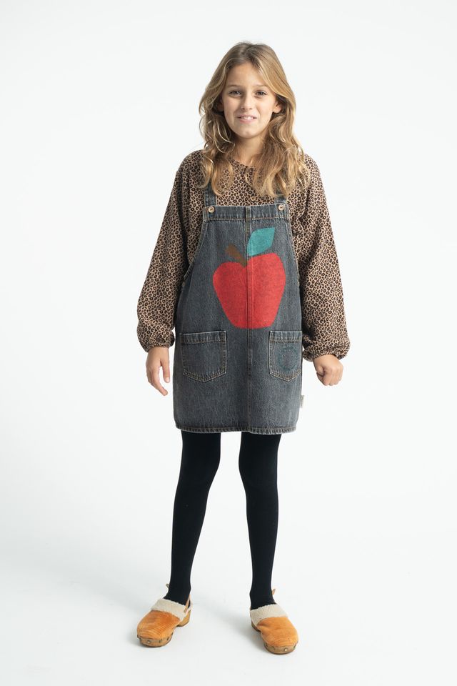denim dress - apple print