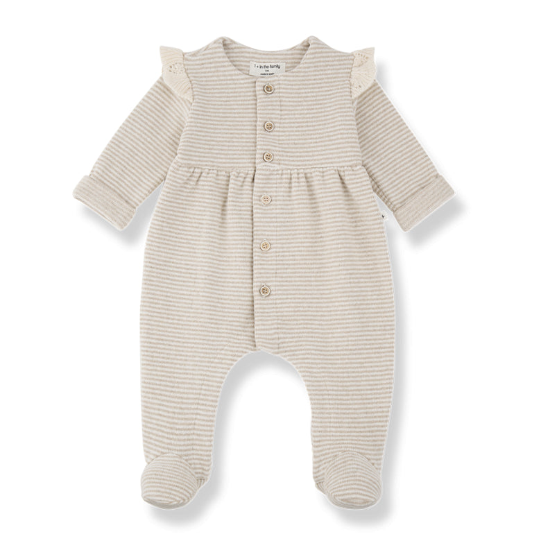 orleans soft striped fleece onesie - beige