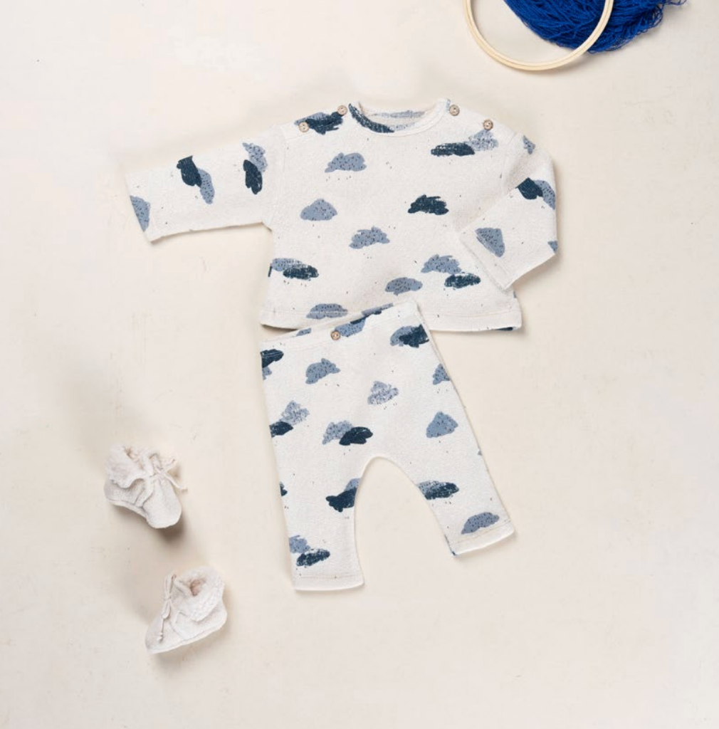 printed jersey sweater - baby - clouds detail