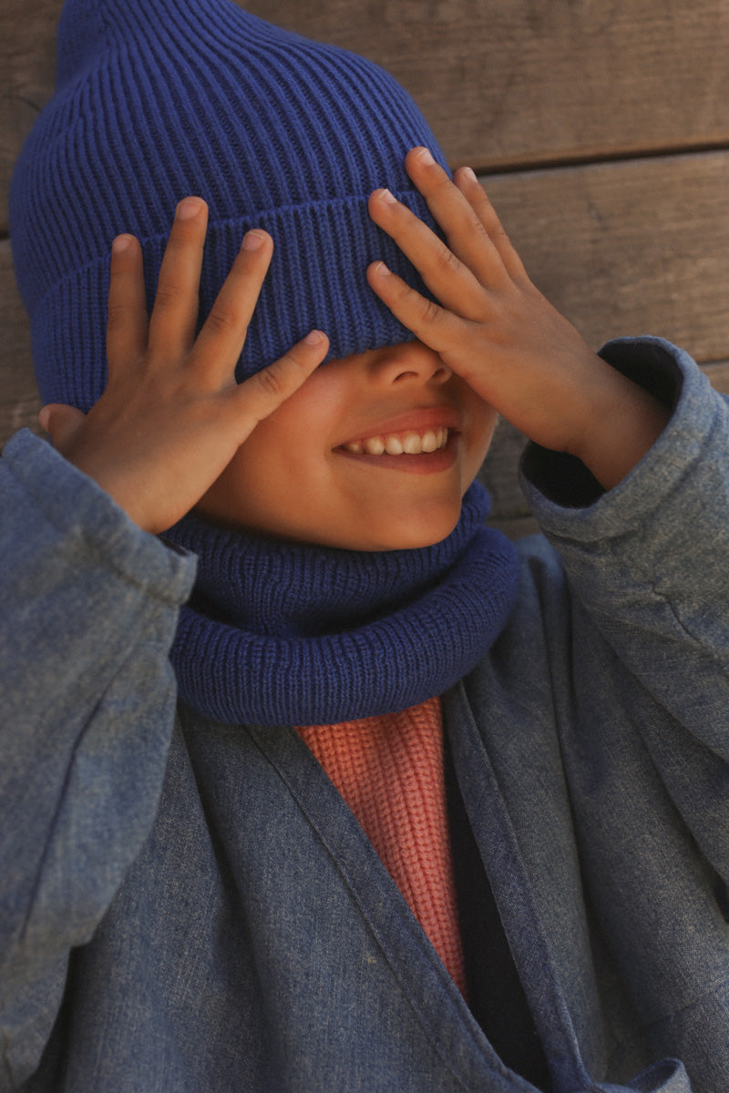 beanie fonzie cobalt blue - kids