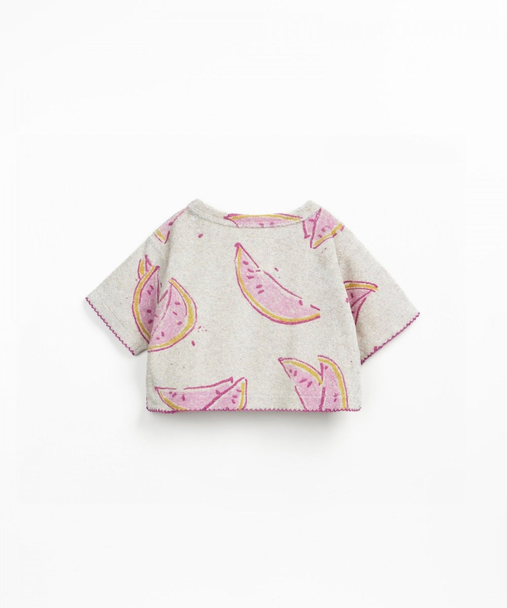 printed terry t-shirt - melon