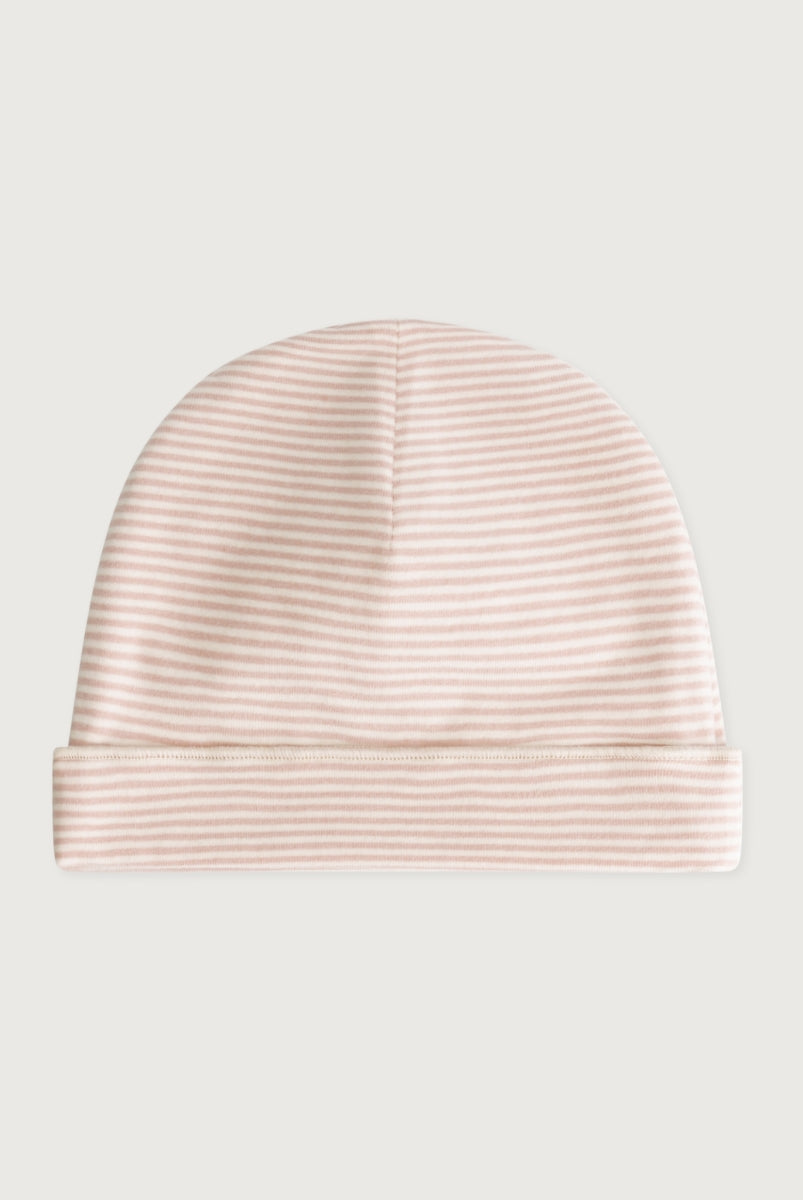 newborn beanie - faded pink - cream