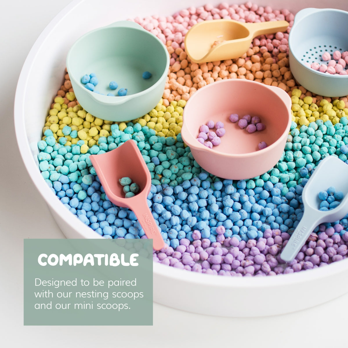 set zeefje en kommetjes - koraal/geel