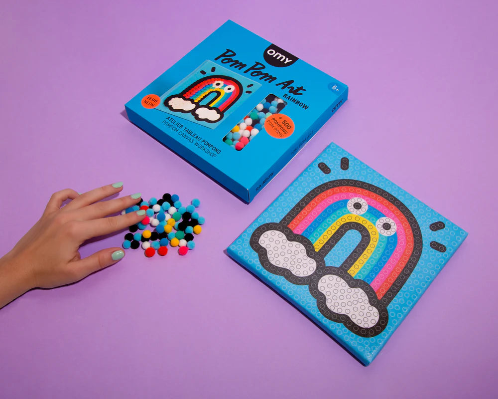 pompom art - regenboog