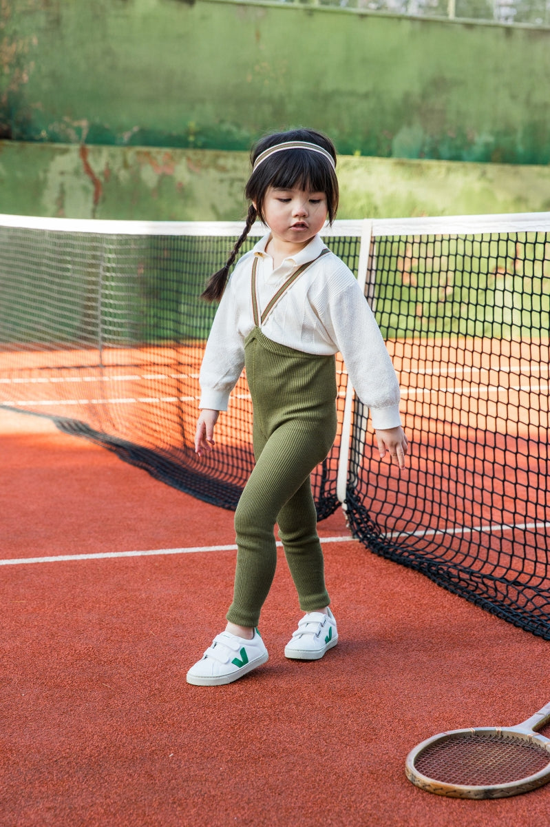 footless cotton tights - olive striped