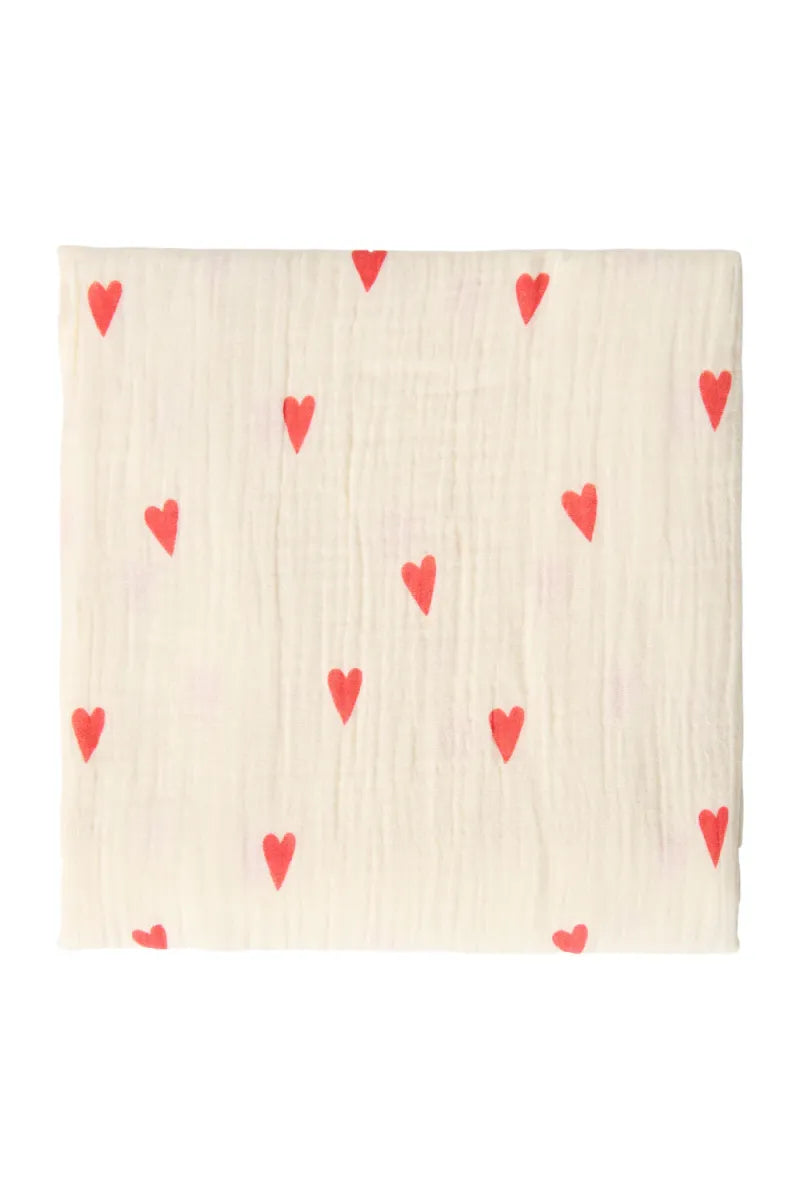 tetradoek - groot - hartjes - 120x120 - beige