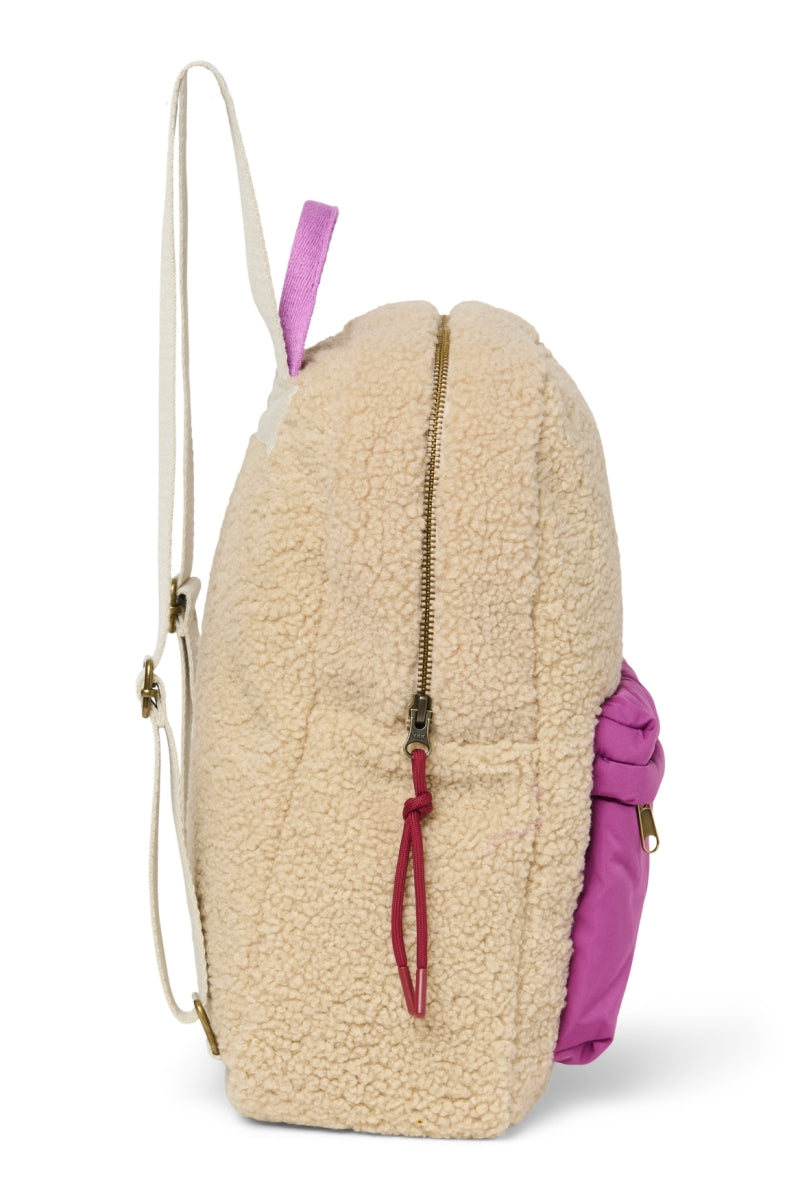 midi rugzak- teddy - ecru/purple