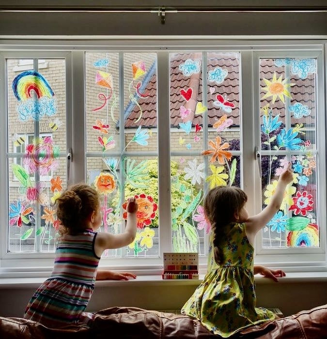 raamkrijtjes artiest - medium - 6 stuks - face - pastel kleuren