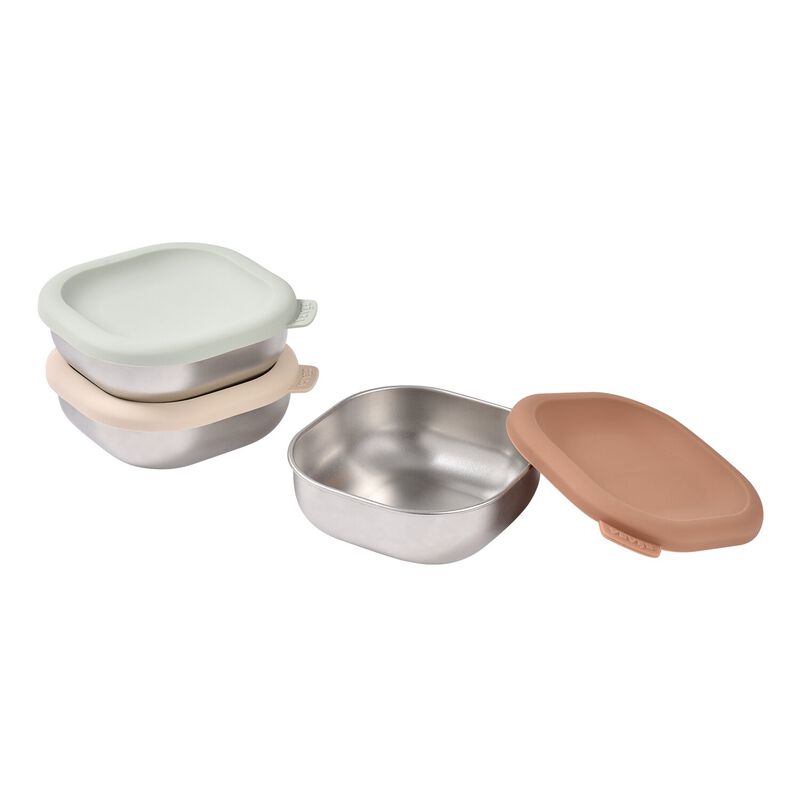 set van 3 snack doosjes - roestvrijstaal