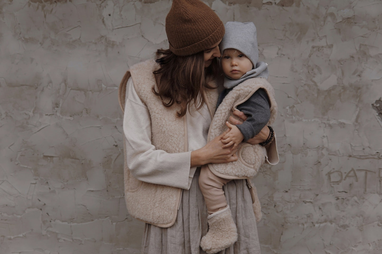 wollen vest mama - beige