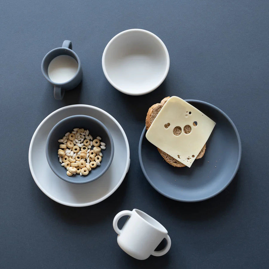 set van 2 silicone borden met zuignap - cloud/storm