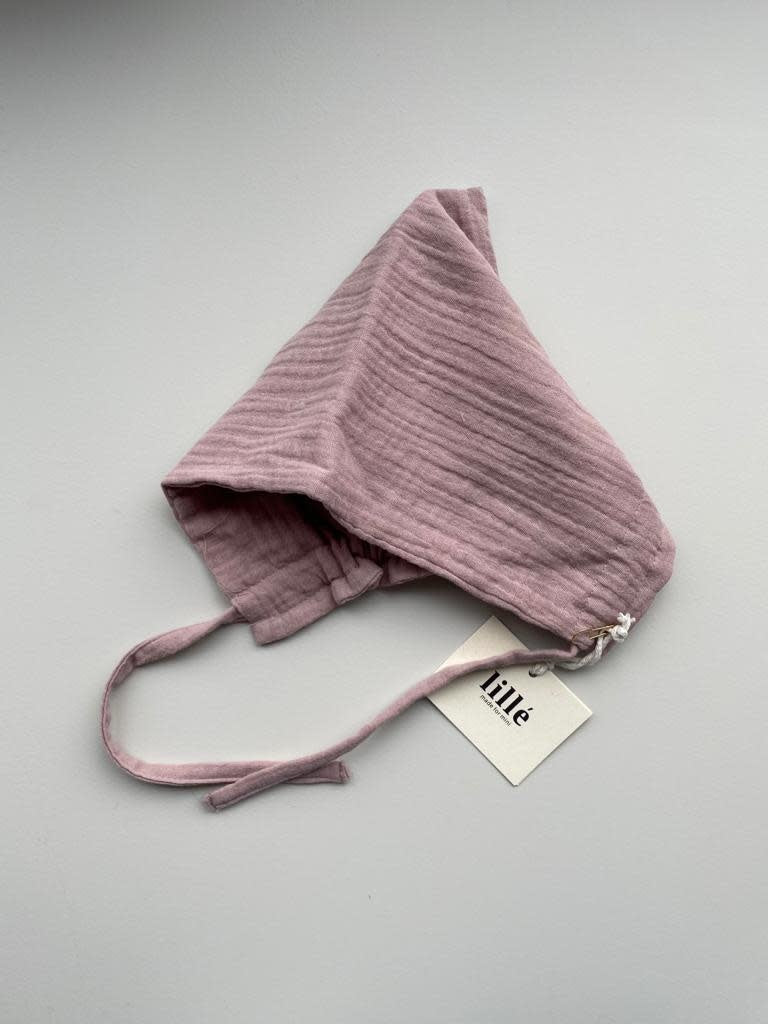 muslin bonnet - dusty pink (0-3M)