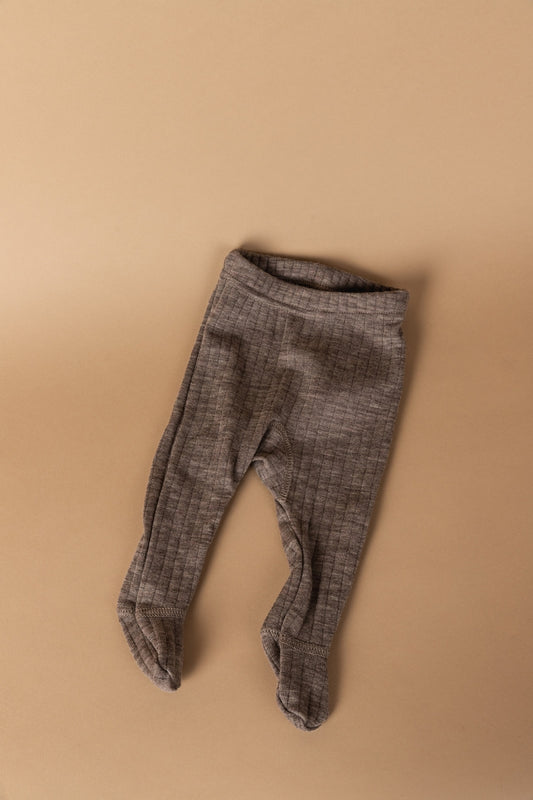 legging met voetjes -sesame melange - 100% wol