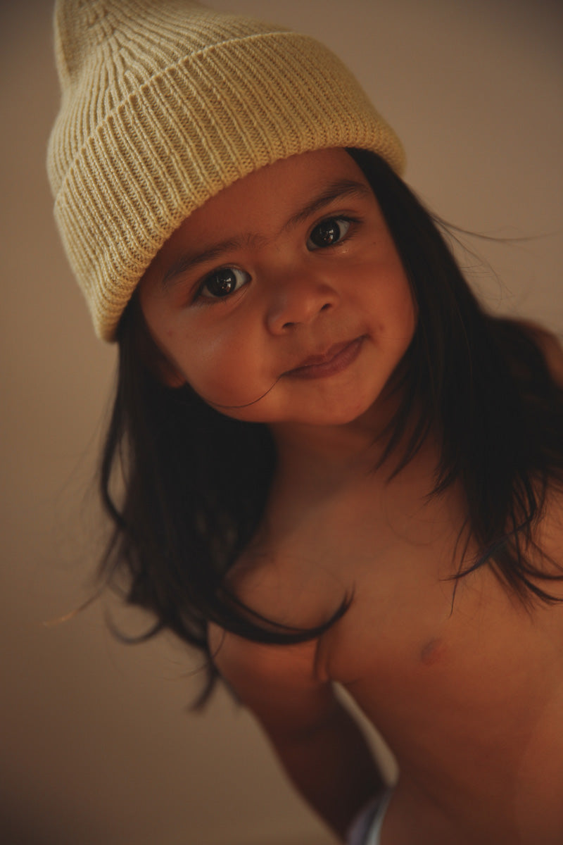 beanie fonzie light yellow - kids