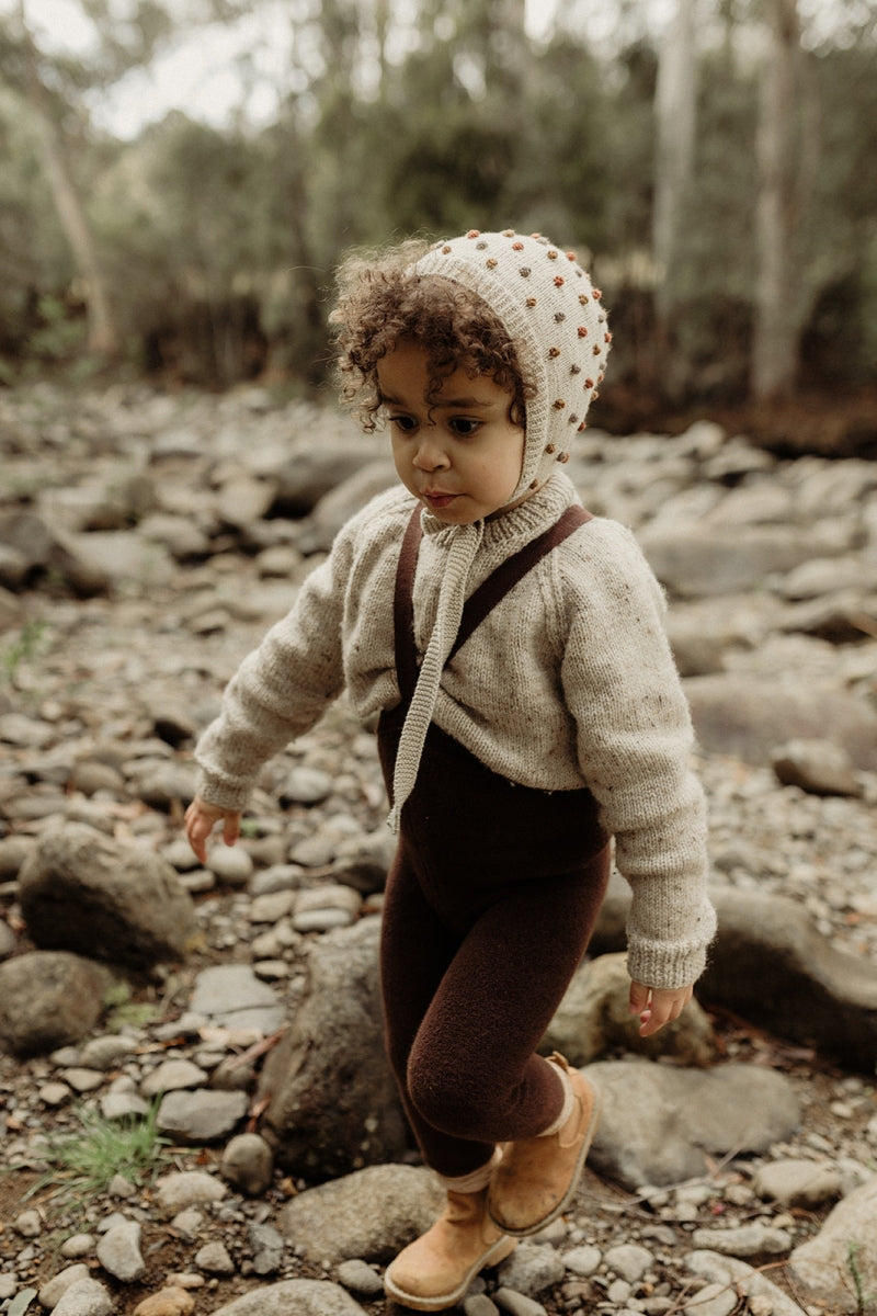 footless teddy cotton tights - chocolate brown