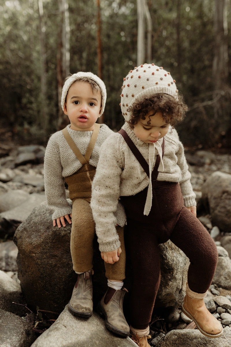 footless teddy cotton tights - chocolate brown