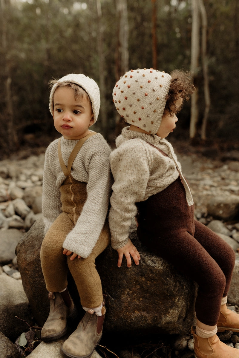 footless teddy cotton tights - chocolate brown