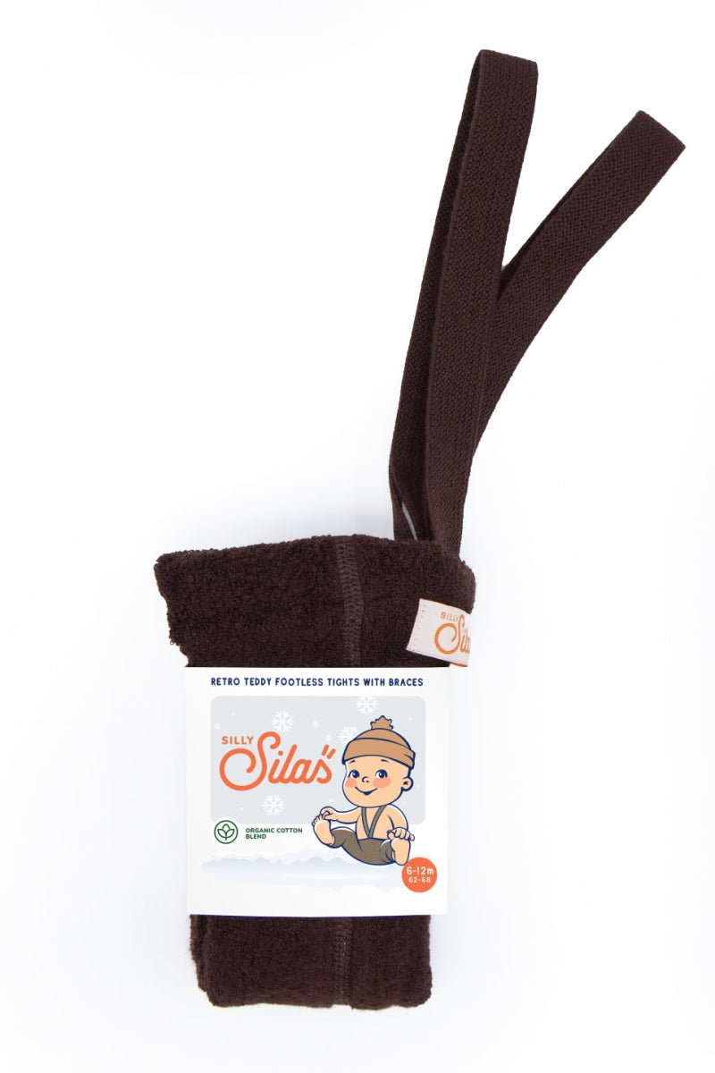 footless teddy cotton tights - chocolate brown