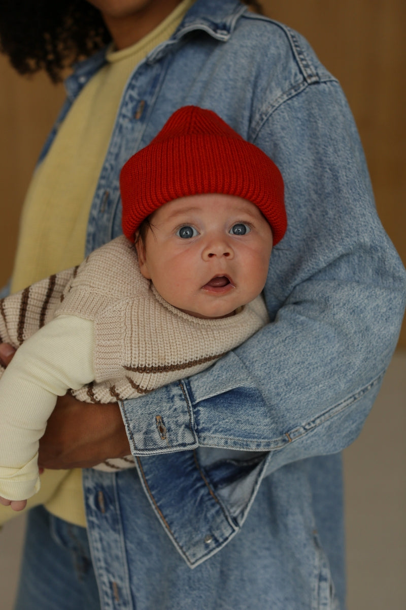 beanie fonzie red - kids