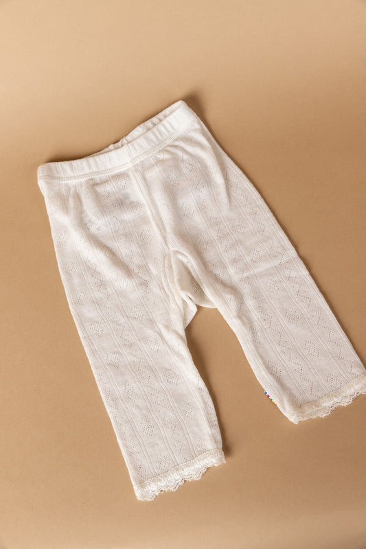 legging pointelle - natural - wol/zijde