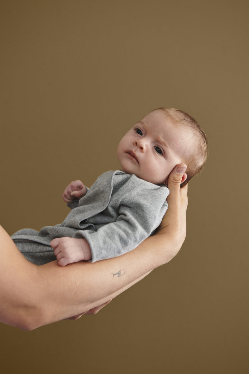 newborn suit with snaps - grey melange