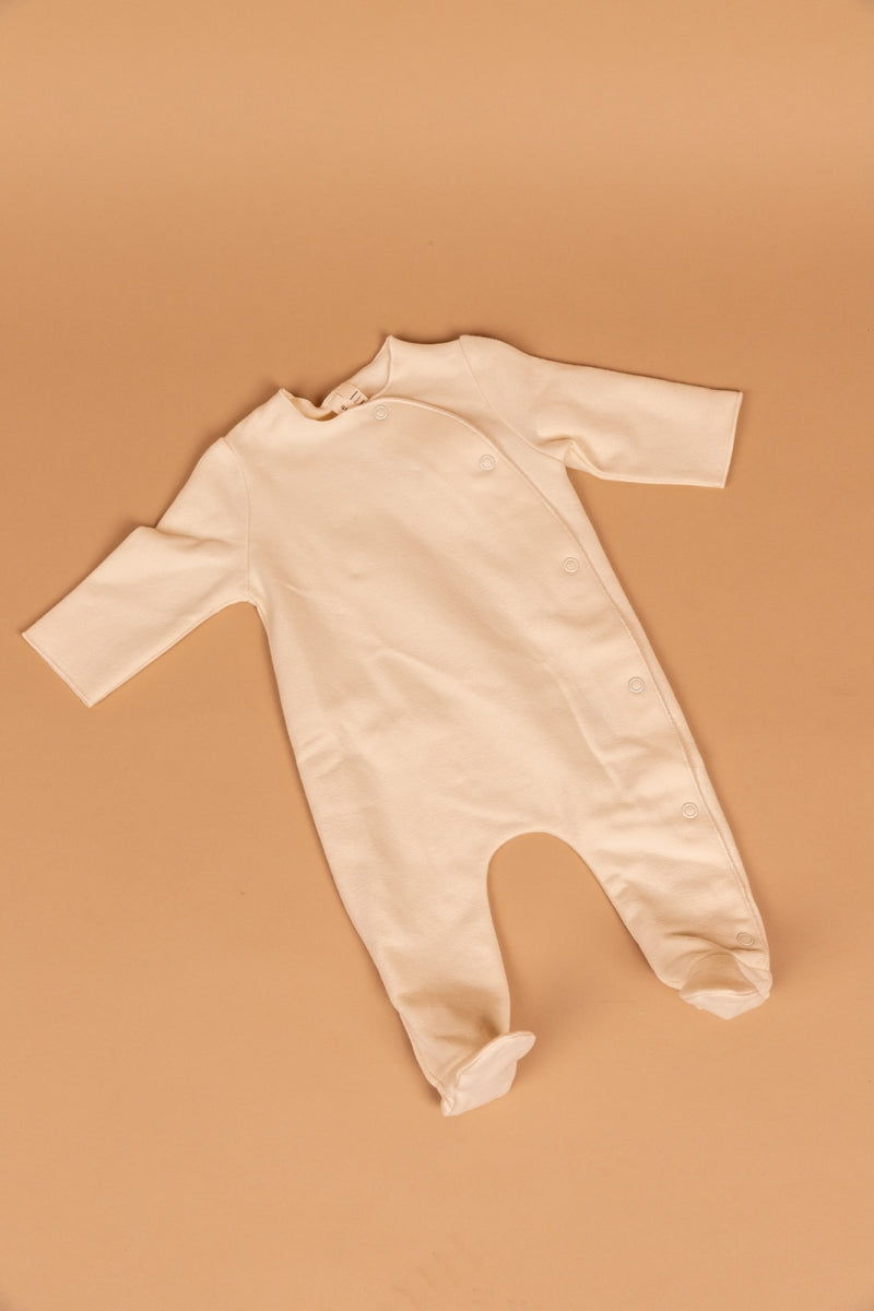 newborn suit with snaps - cream
