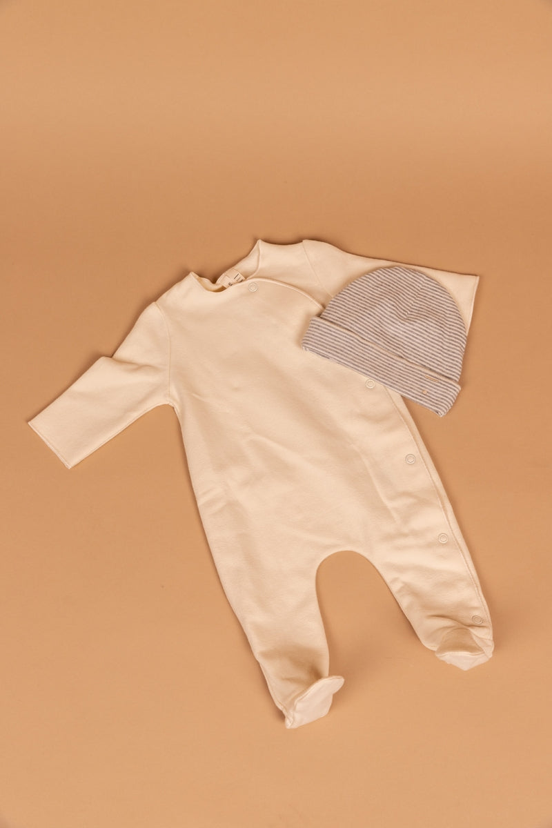 newborn suit with snaps - cream