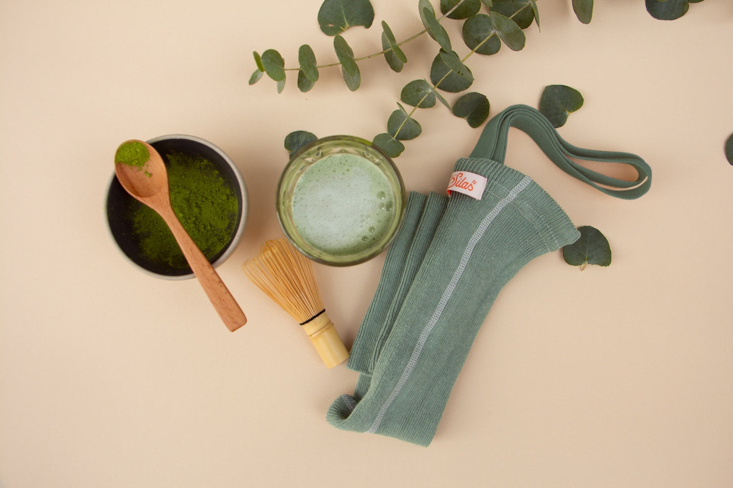 footless cotton tights - matcha oat latte