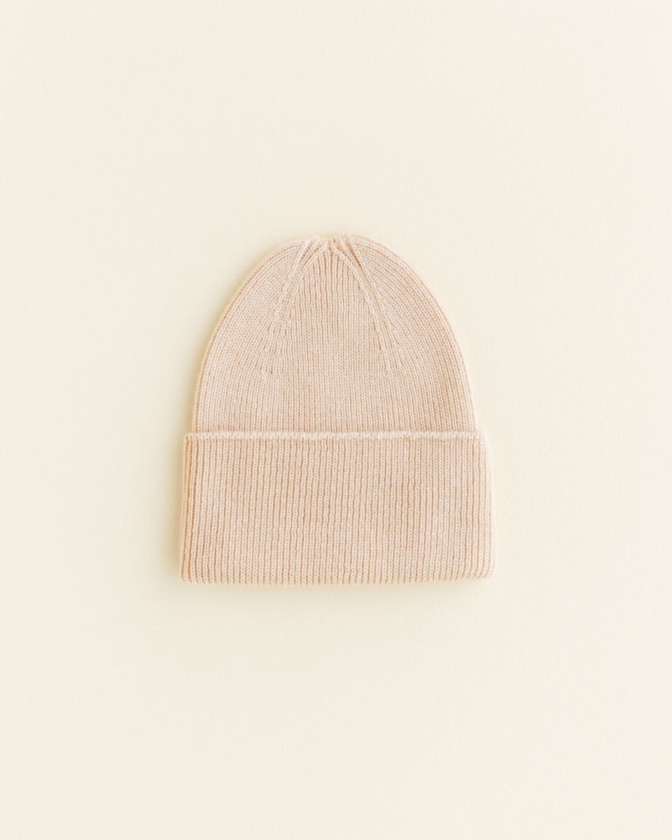 beanie fonzie - newborn - oat