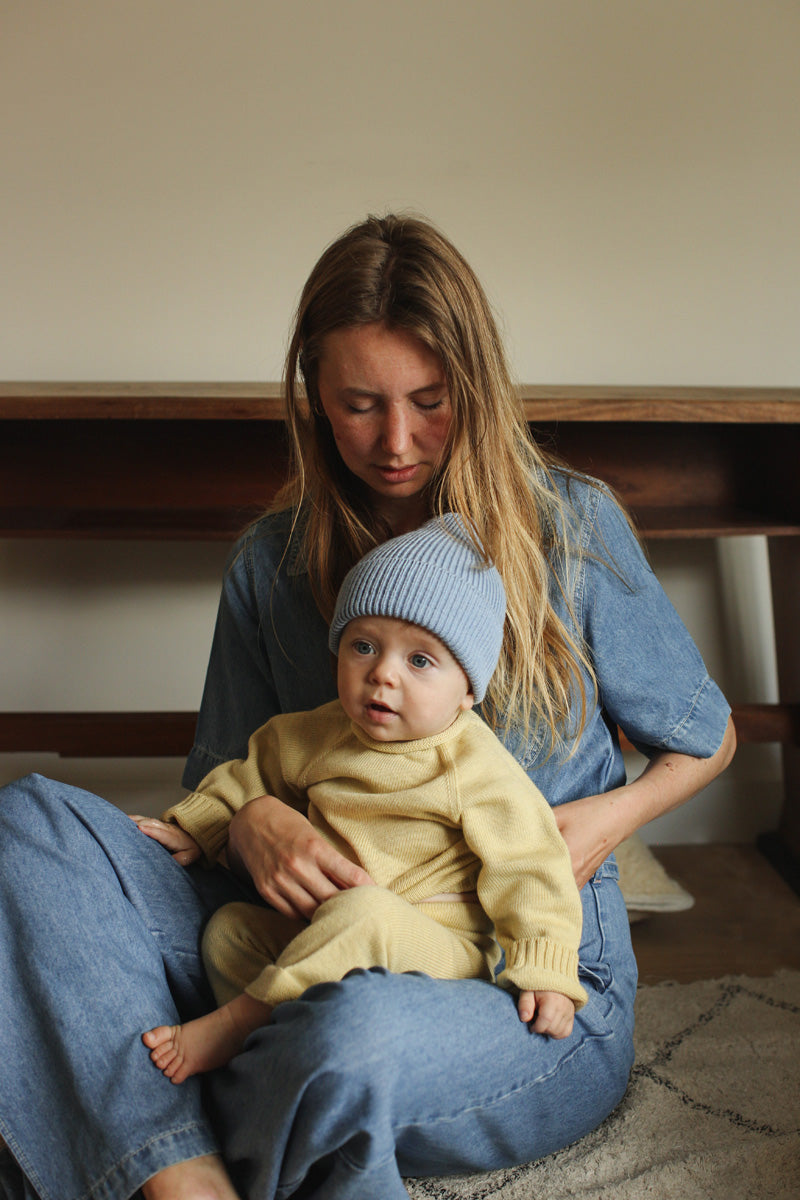 beanie fonzie light blue - kids