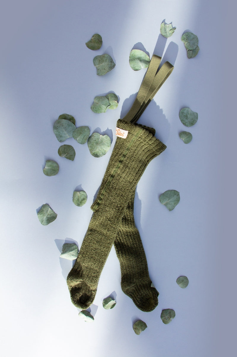 footed granny tights - olive