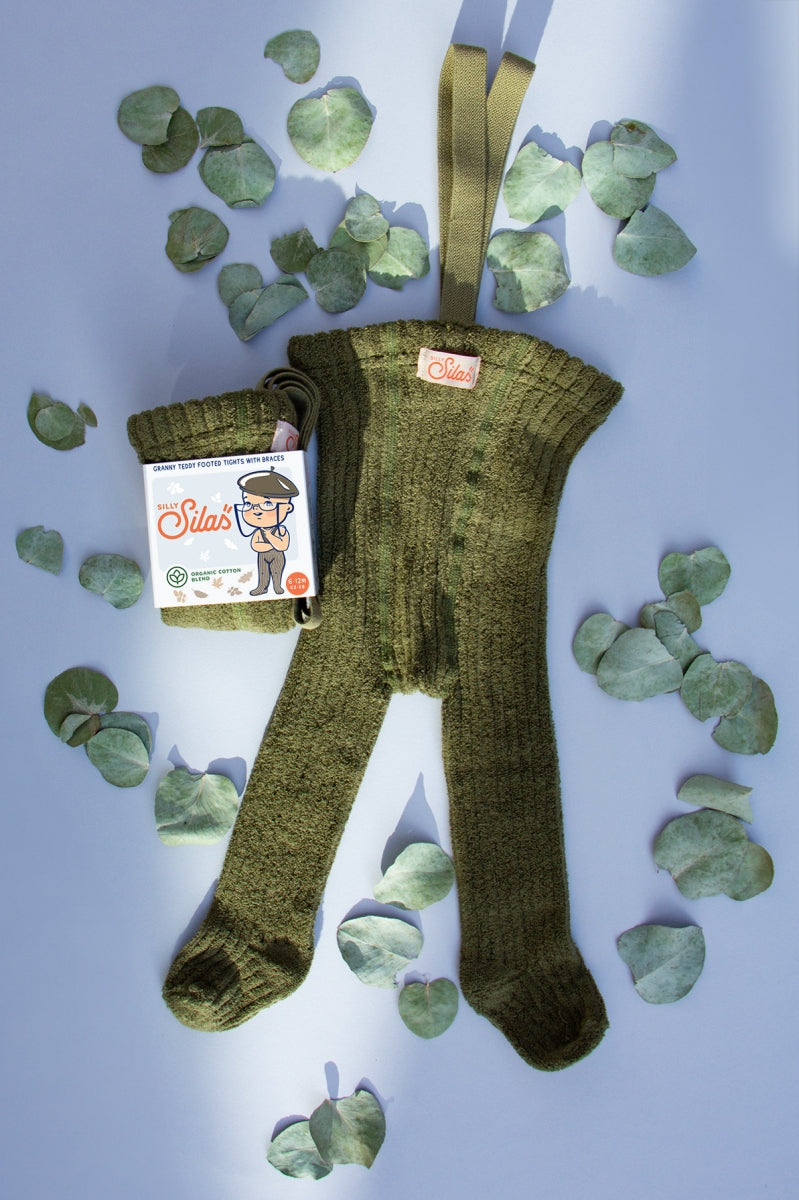 footed granny tights - olive